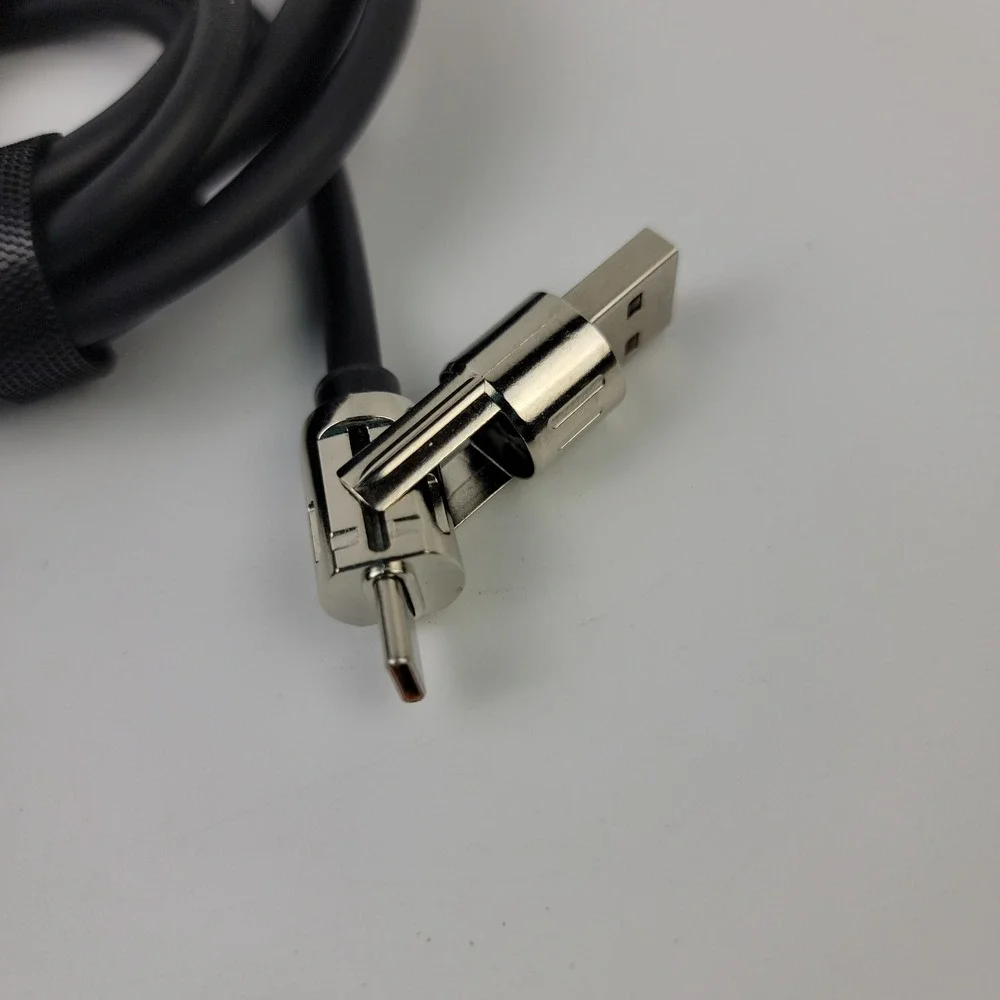 Black 3-in-1 Multi Charging Cable 180 Degree Rotating USB-C Lightning 80 Inch